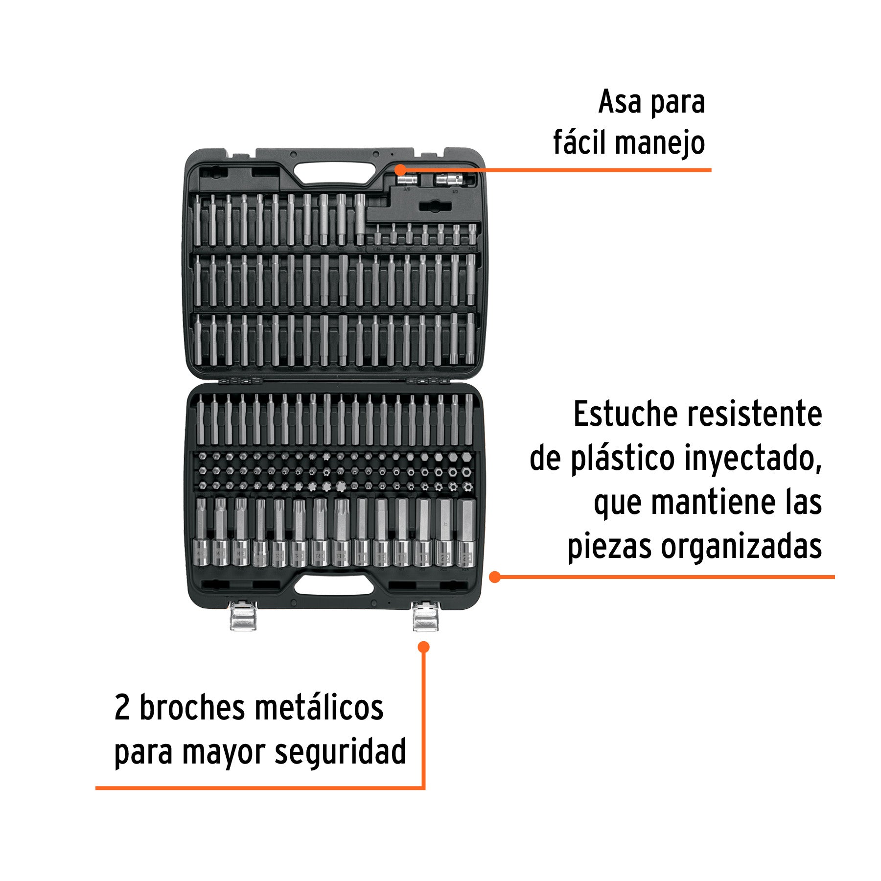 Jgo profesional de puntas y dados con punta p/mécanica 150pz