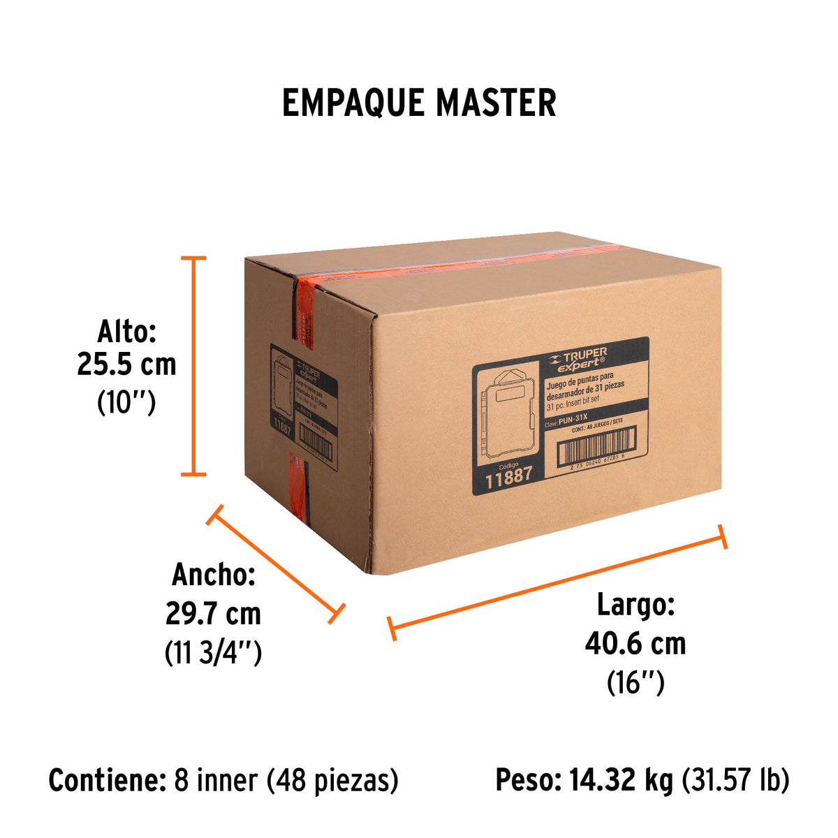 Juego de 31 puntas, 1", S2, Truper Expert