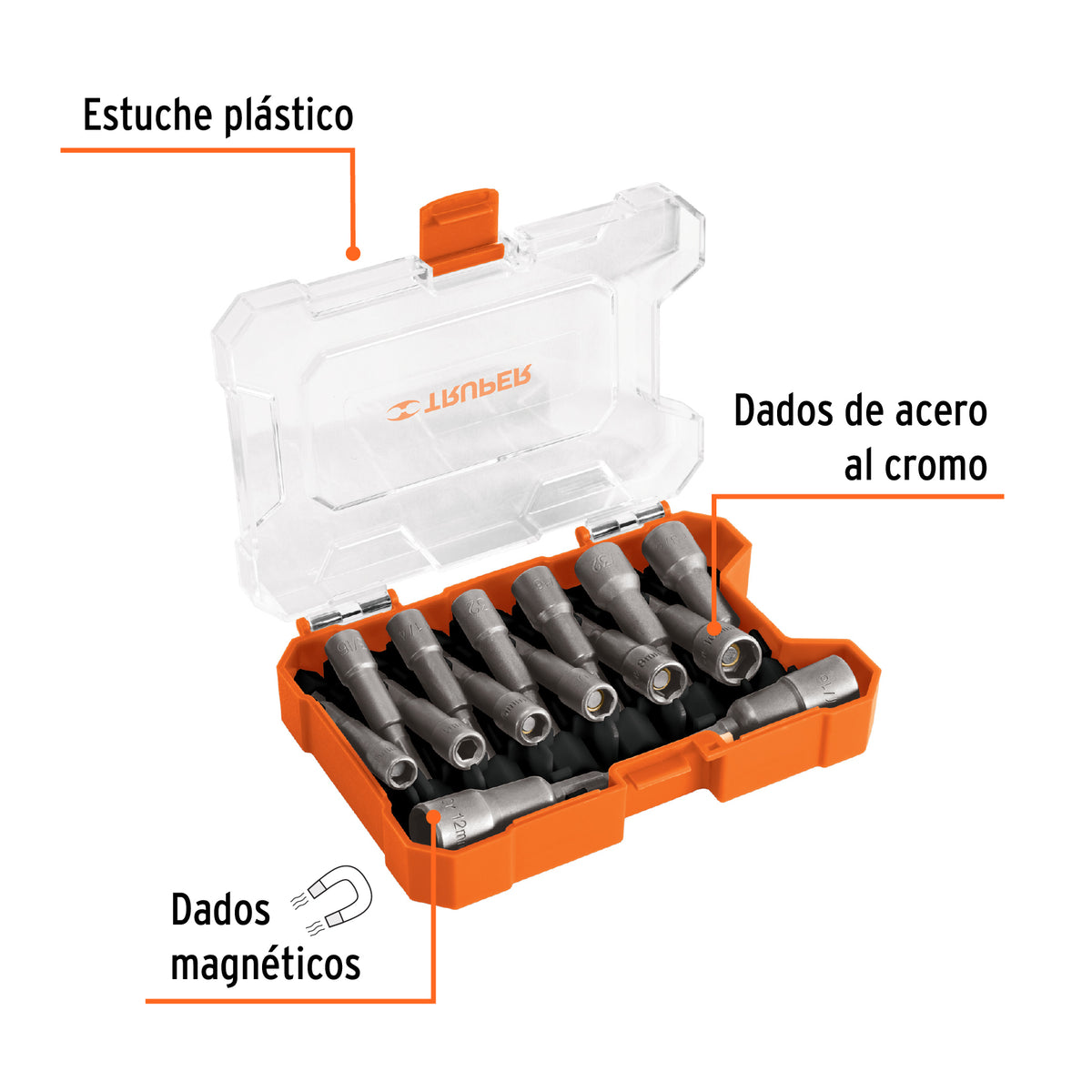 Juego de 14 dados magnéticos para taladro,Truper Expert