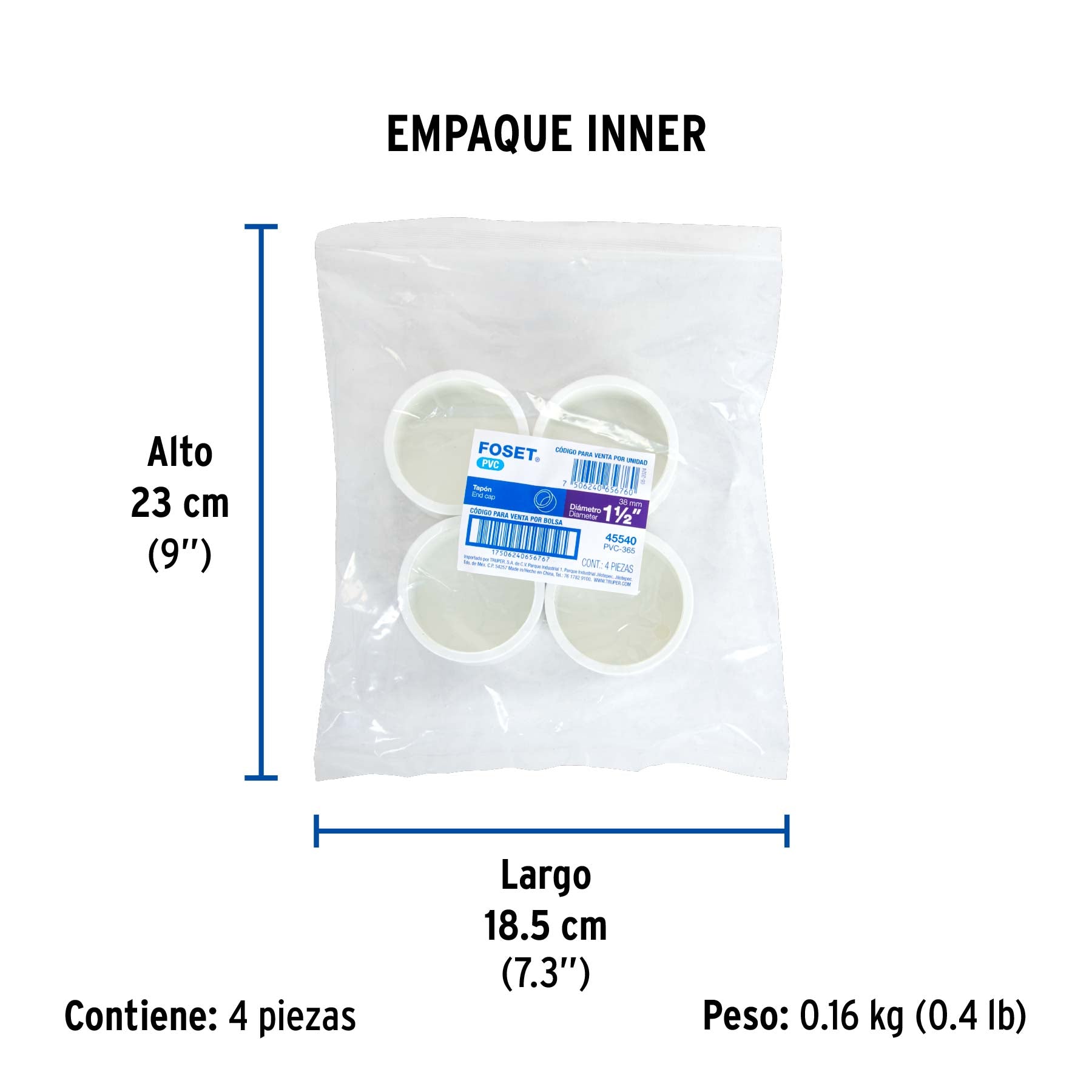 Tapón de PVC, 1-1/2"