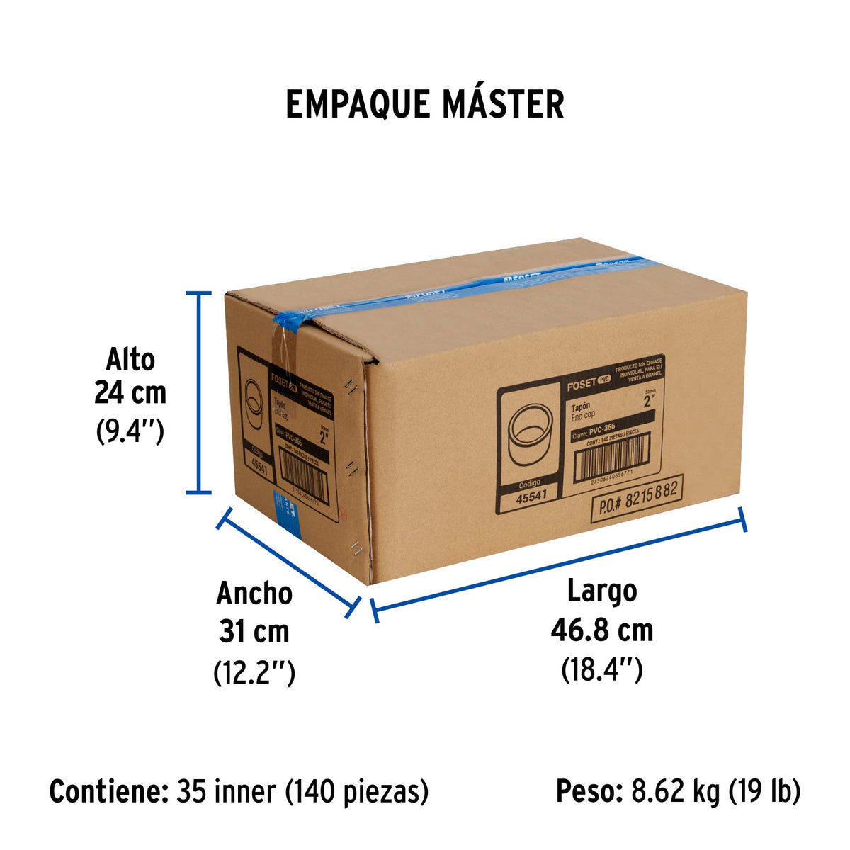 Tapón de PVC, 2"