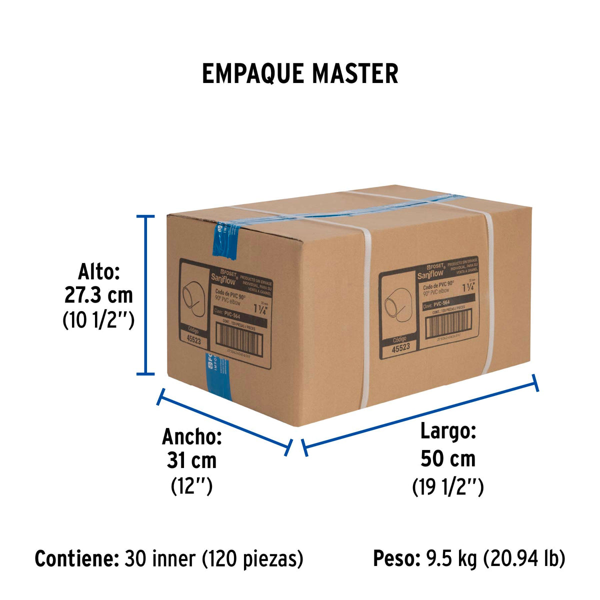 Codo 90° de PVC, 1-1/4"