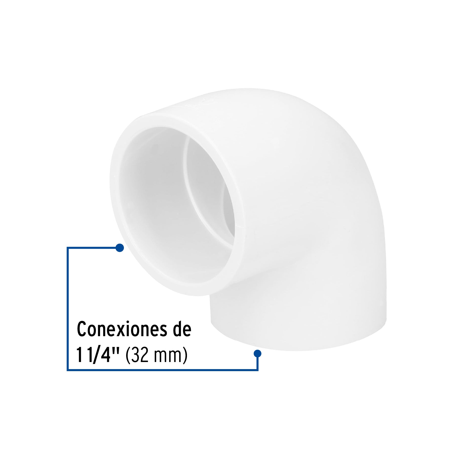 Codo 90° de PVC, 1-1/4"