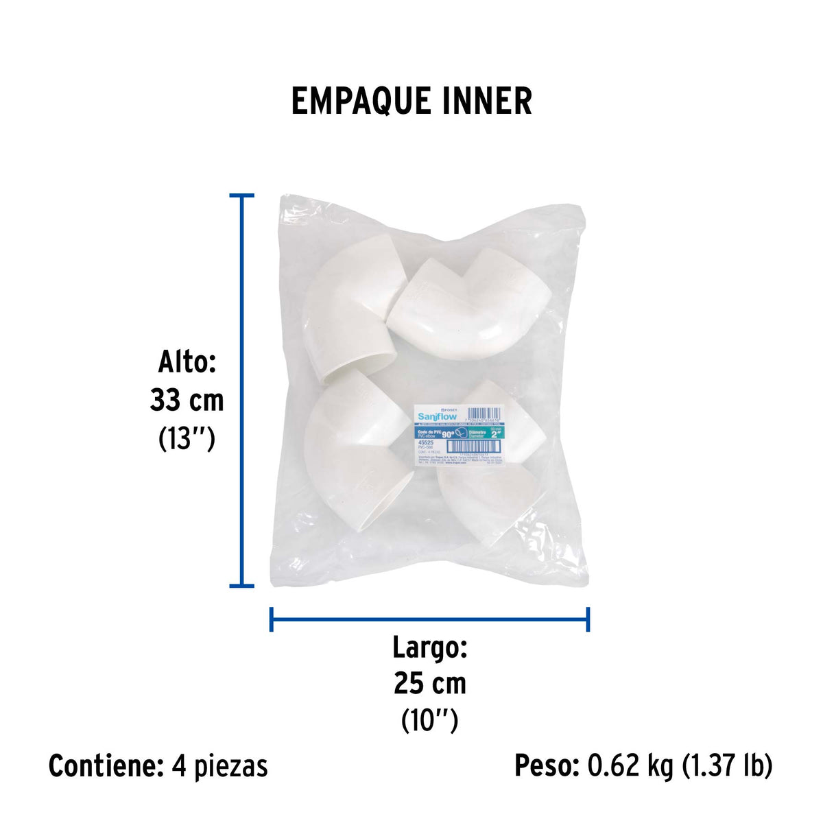 Codo 90° de PVC, 2"