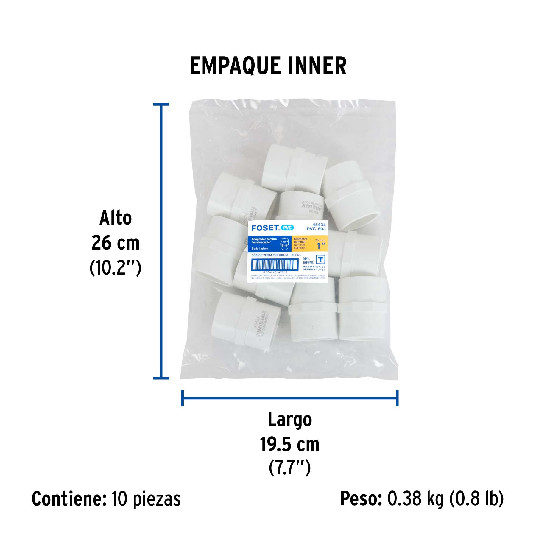 Adaptador hembra de PVC 1"