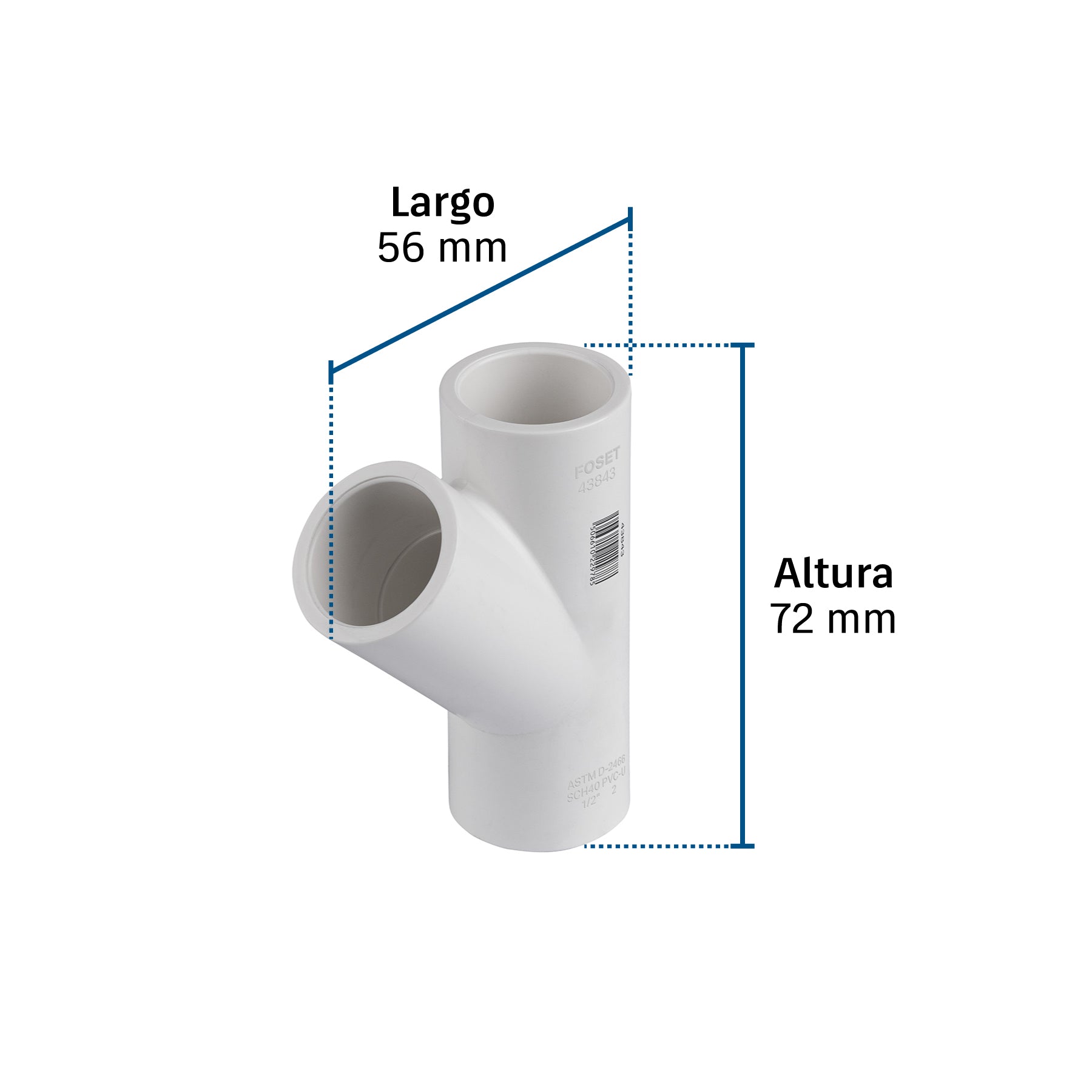 Yee sencilla de PVC 1/2', FOSET