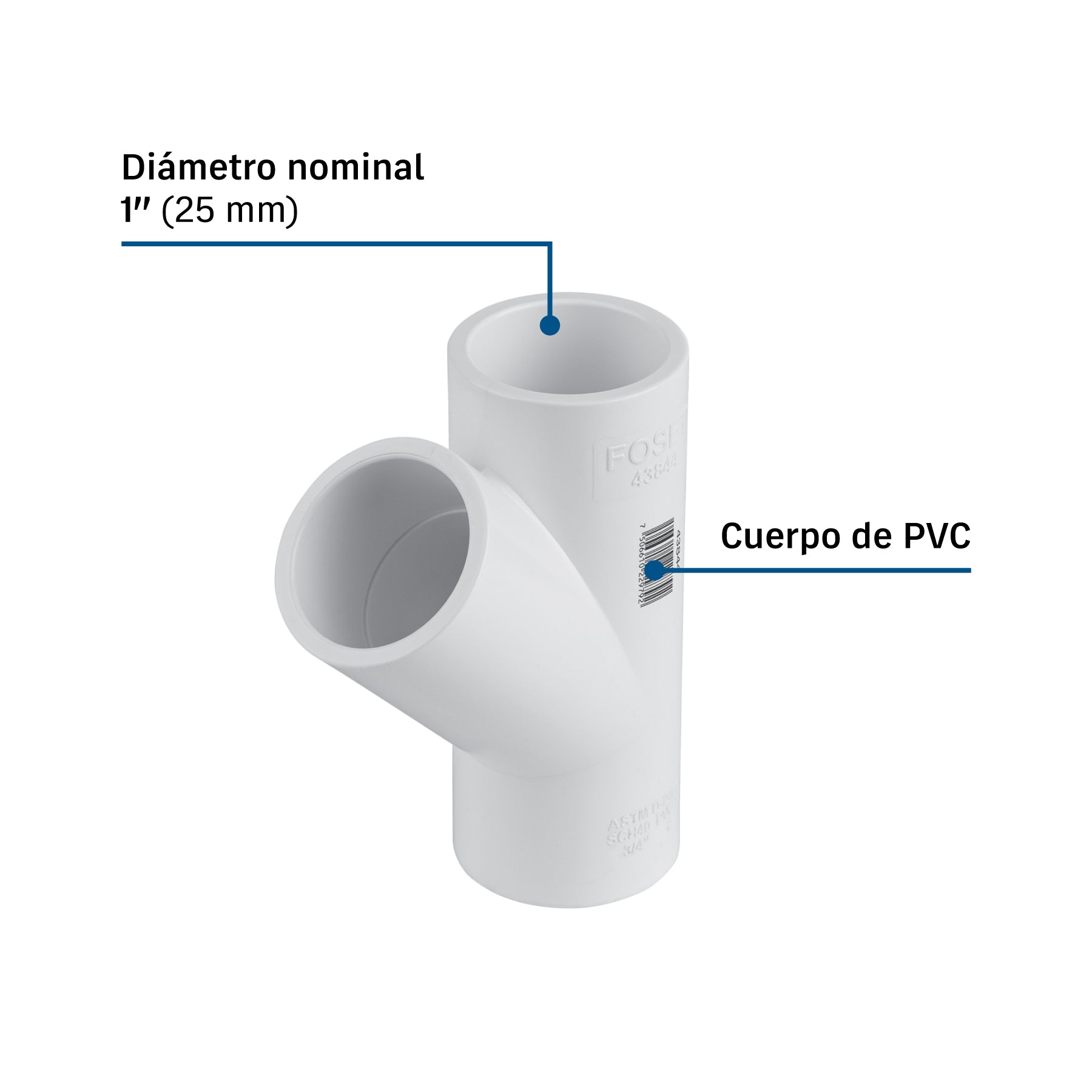 Yee sencilla de PVC 1', FOSET