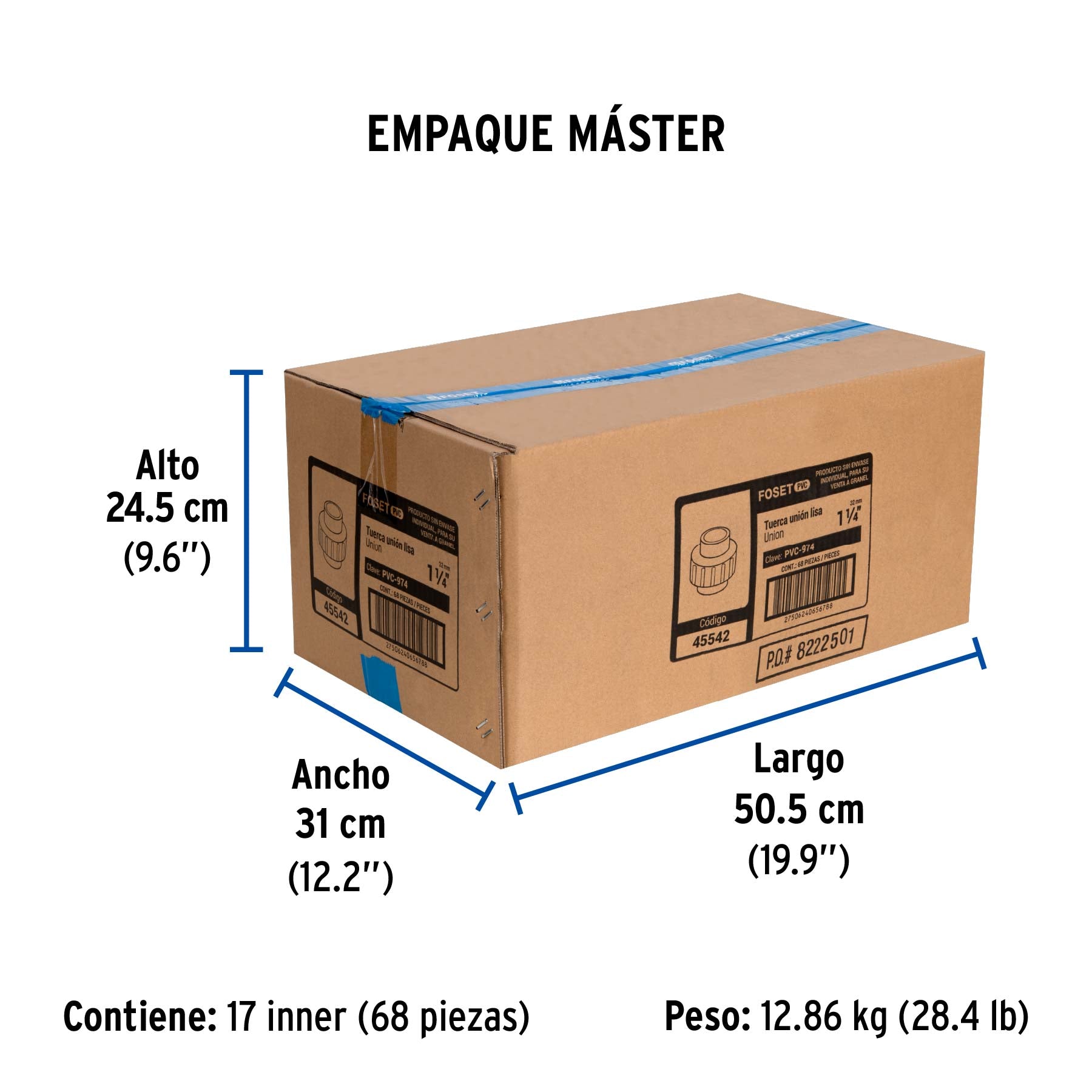 Tuerca unión lisa de PVC, 1-1/4"