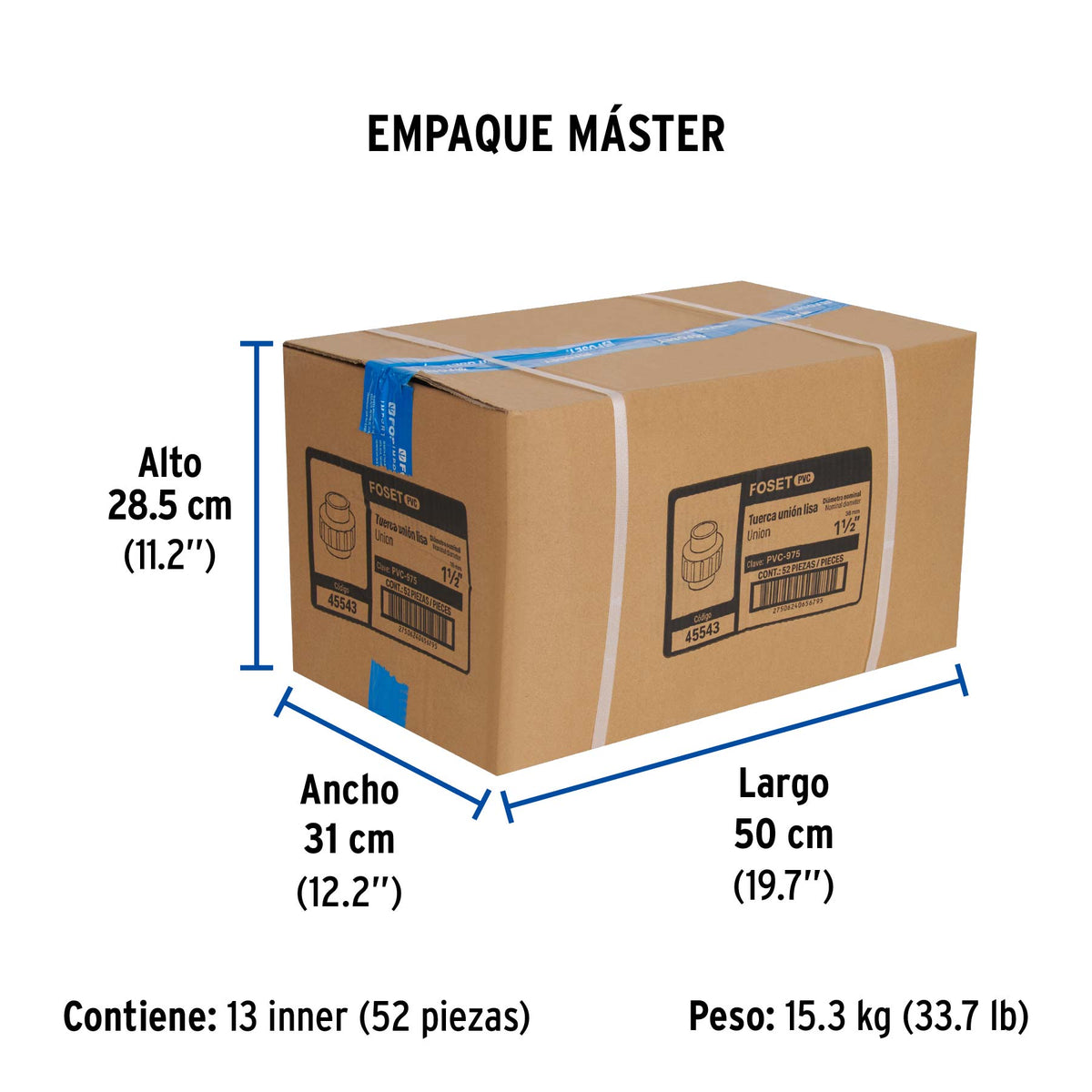 Tuerca unión lisa de PVC, 1-1/2"