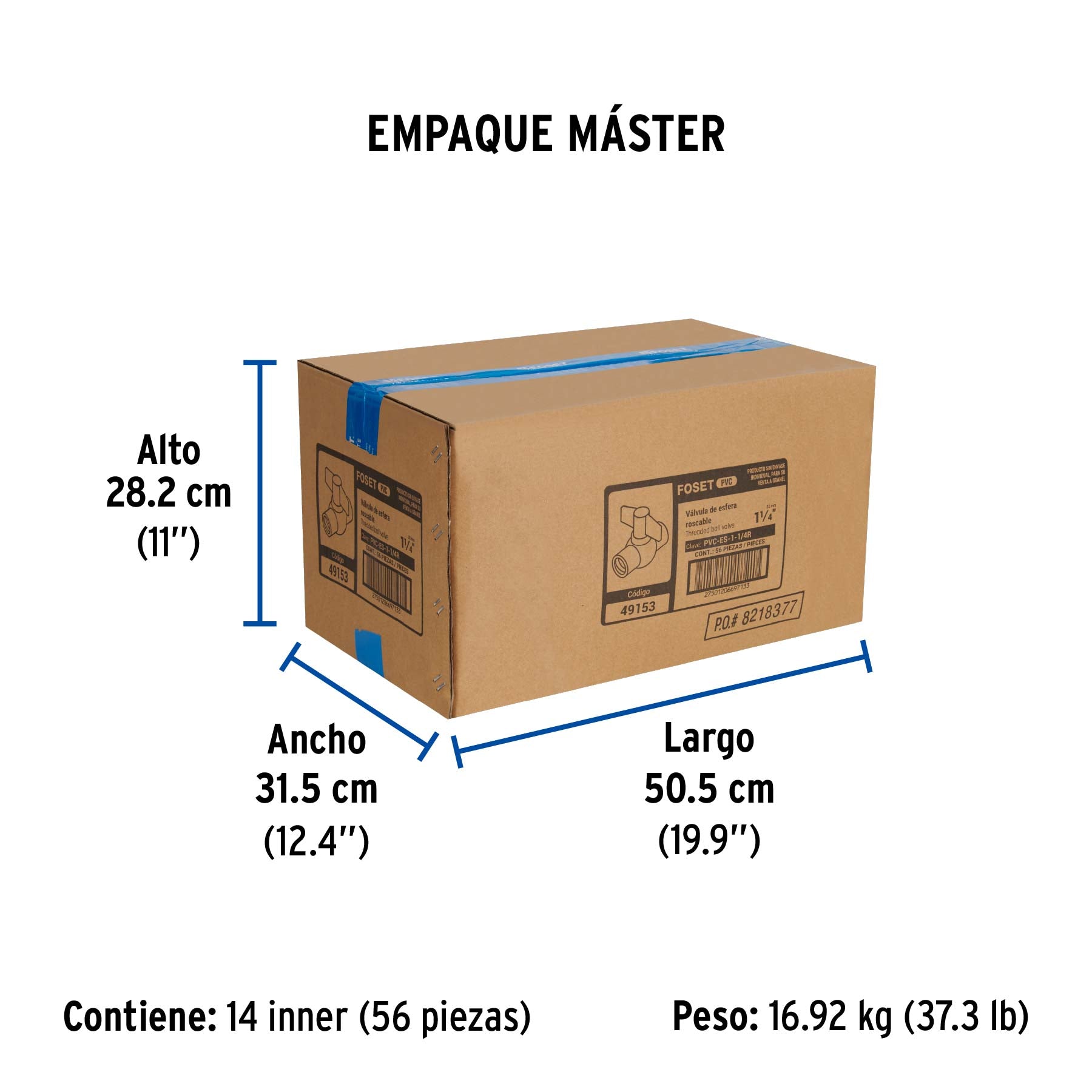 Válvula esfera de pvc, 1-1/4", roscable
