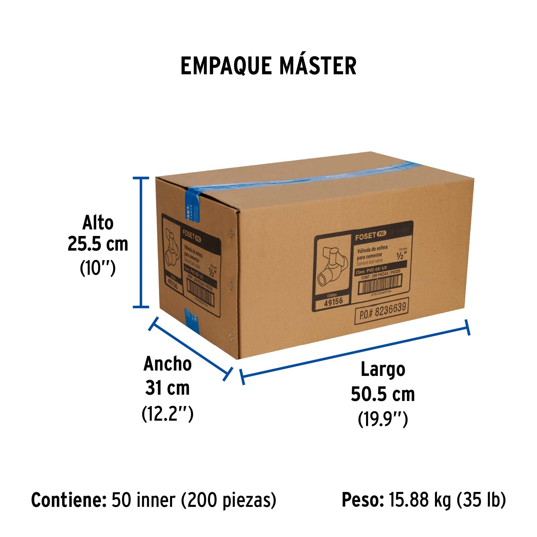Válvula de esfera de pvc, de 1/2",para cementar