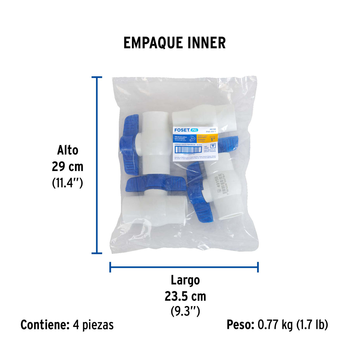 Válvula de esfera de pvc, de 1", para cementar