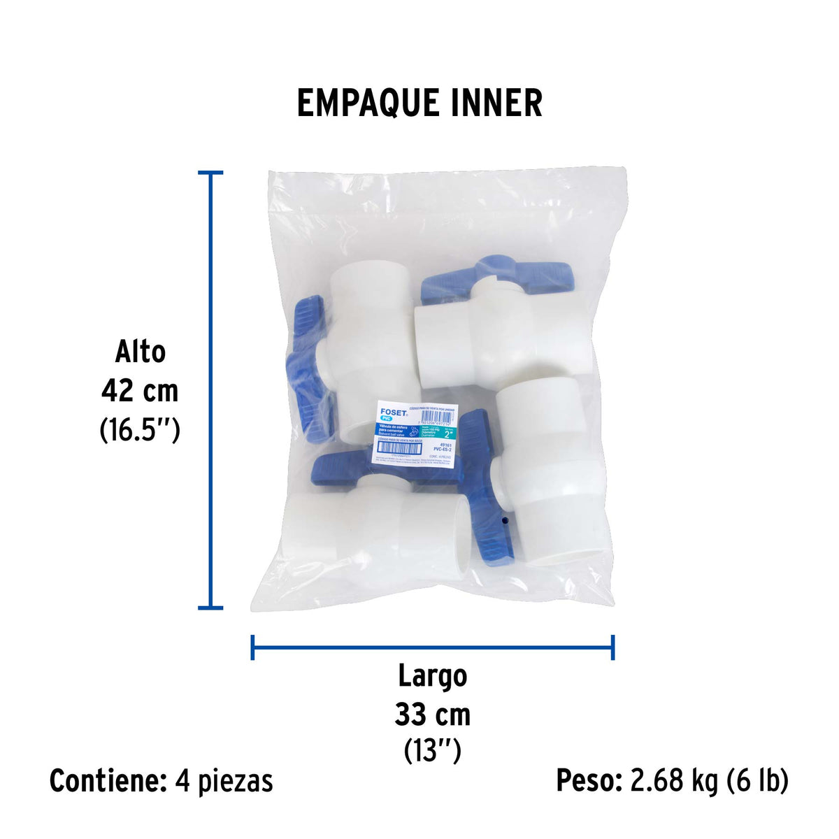 Válvula de esfera de pvc, de 2", para cementar