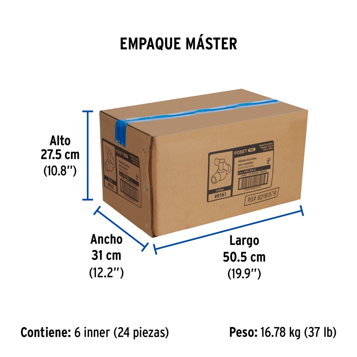 Válvula de esfera de pvc, de 2", para cementar