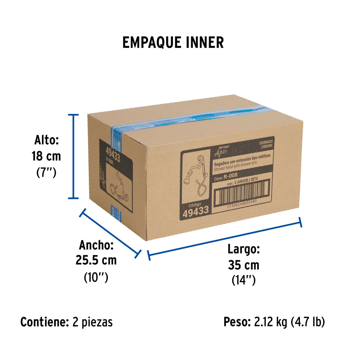 Regadera con extensión tipo teléfono, Aqua