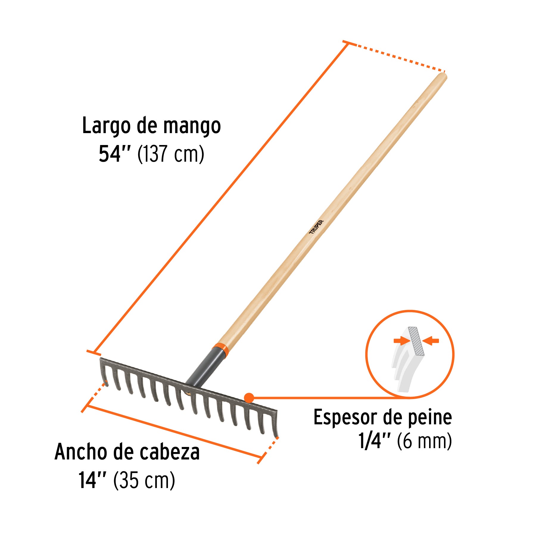 Rastrillo recto, 14 dientes