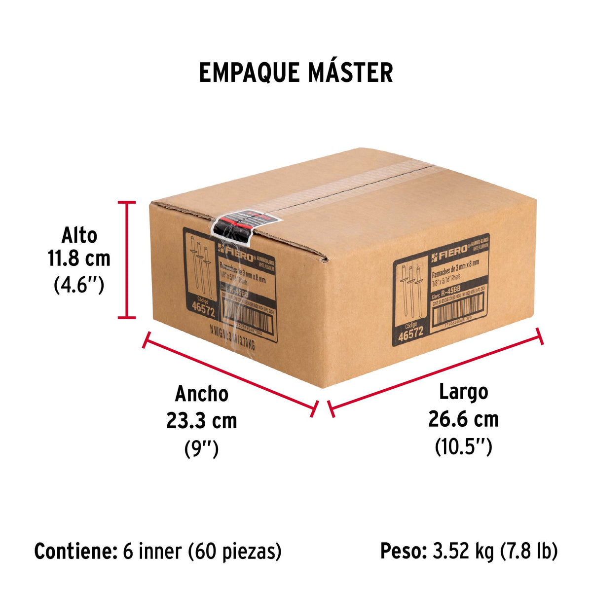 Bolsa c/50 remaches 1/8'x5/16' blancos de aluminio, ala 1/4'