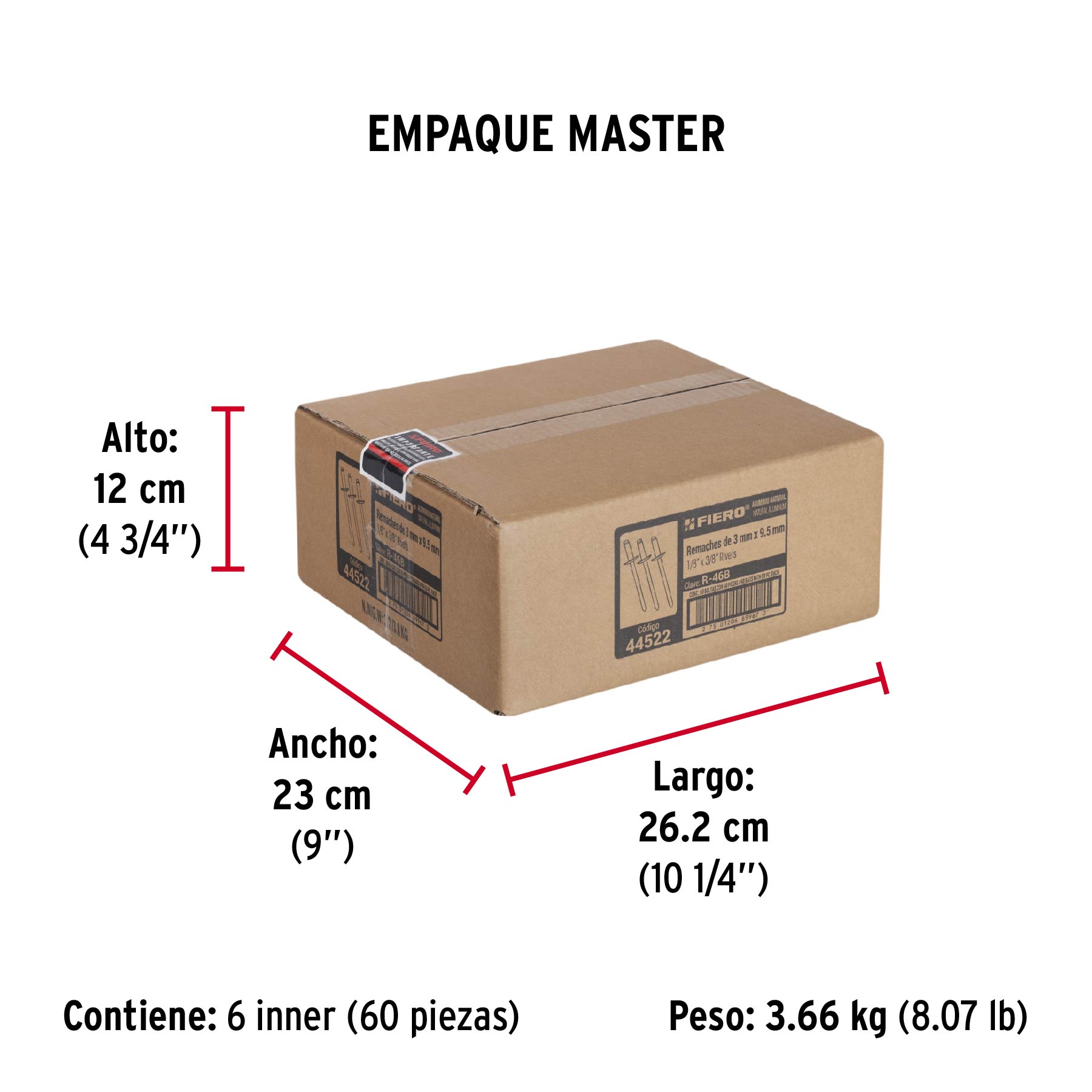 Remaches con espiga, 3.2x12.7mm, bolsa con 50 pzas