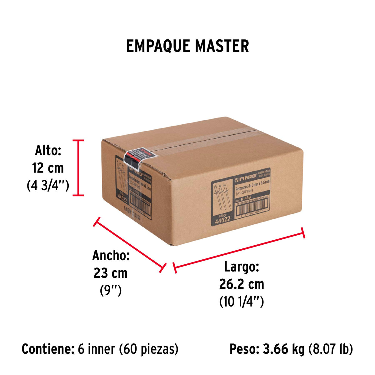 Remaches con espiga, 3.2x12.7mm, bolsa con 50 pzas