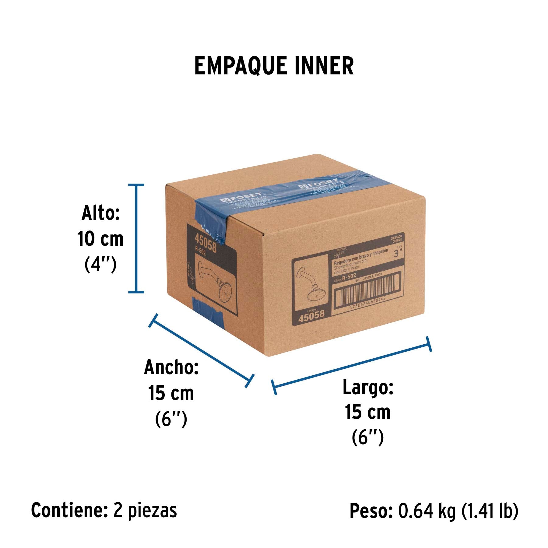 Regadera redonda 3", con brazo