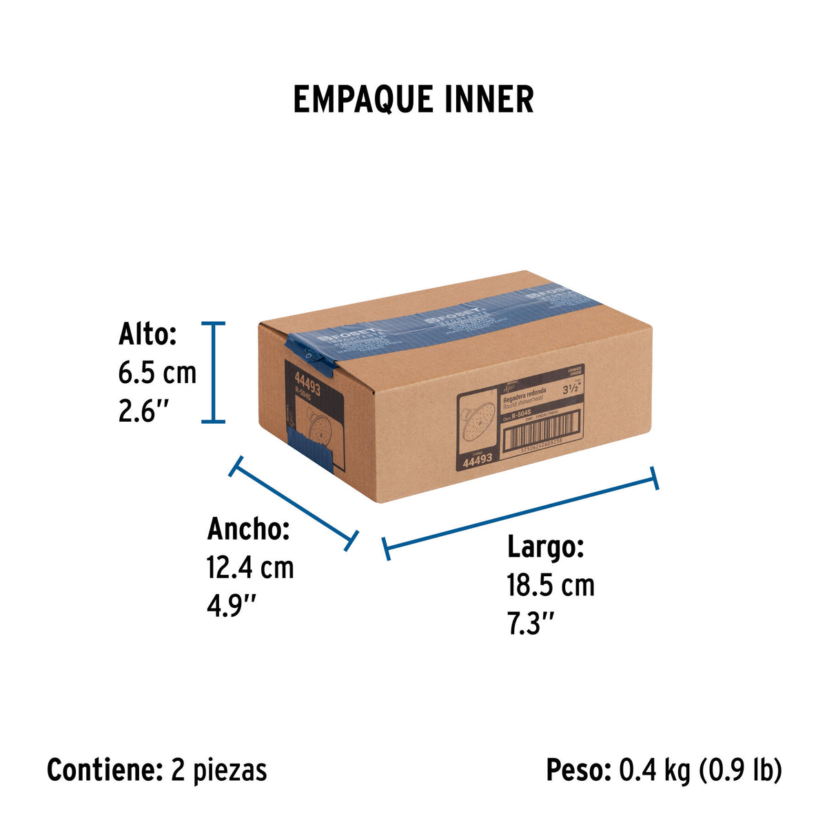 Regadera redonda, metálica, sin brazo Aqua