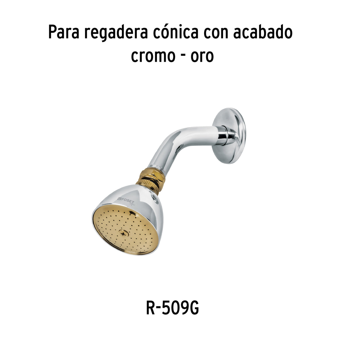 Regadera cónica 2-1/2' sin brazo, cromo-oro, Aqua