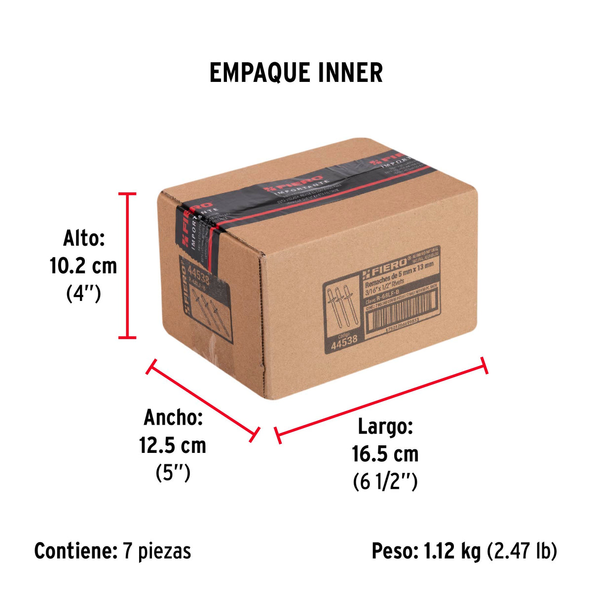 Remaches con espiga, 4.8x17.7mm, bolsa con 50 pzas