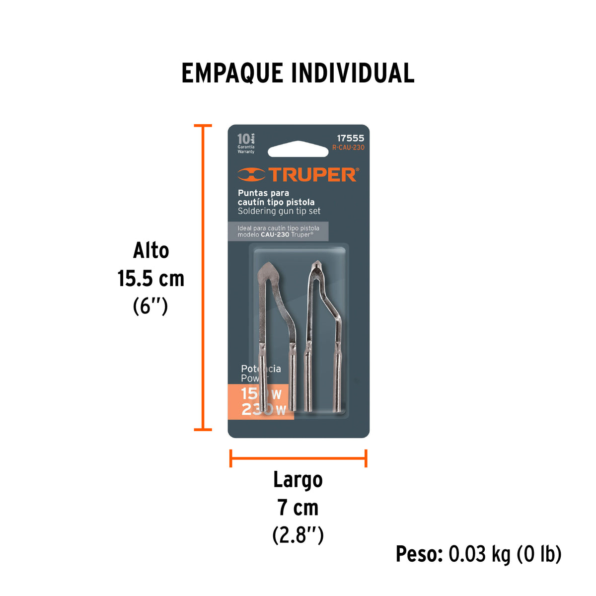 Puntas de repuesto para cautín tipo pistola CAU-230, 2 pzas