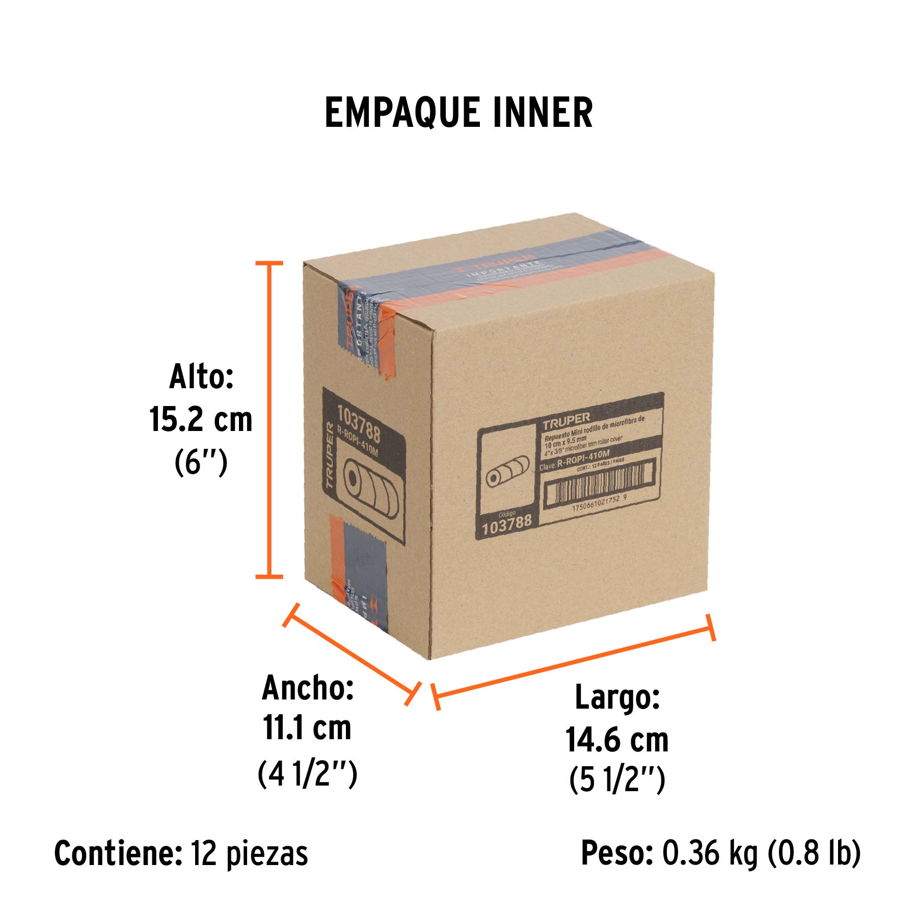 Bolsa c/2 felpas p/mini rodillo de microfibra 4'x3/8',TRUPER