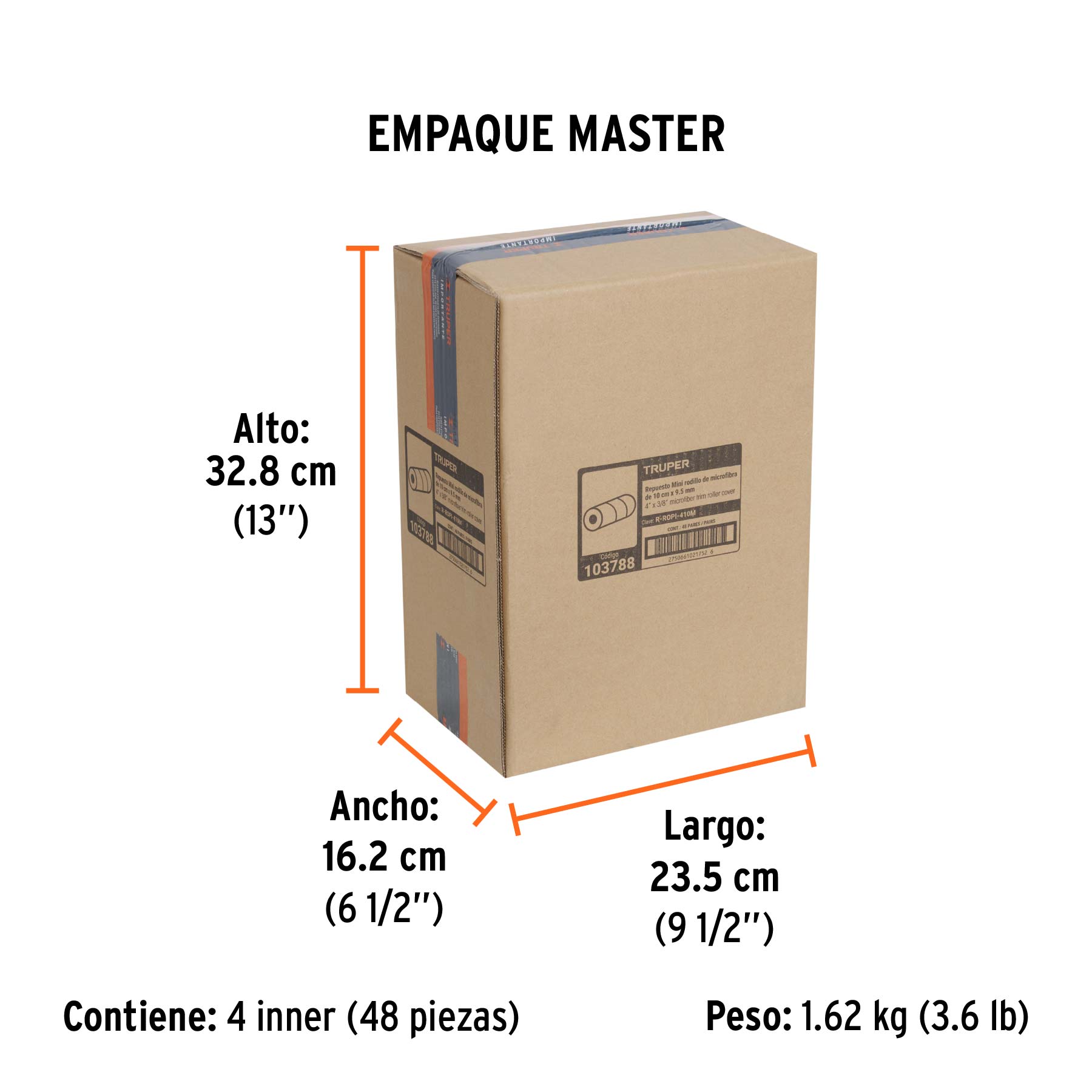 Bolsa c/2 felpas p/mini rodillo de microfibra 4'x3/8',TRUPER