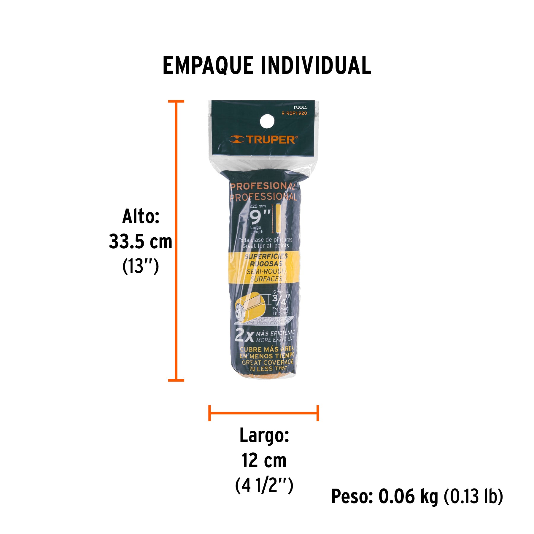 Repuesto para rodillo para pintar, felpa 9 x 3/4"
