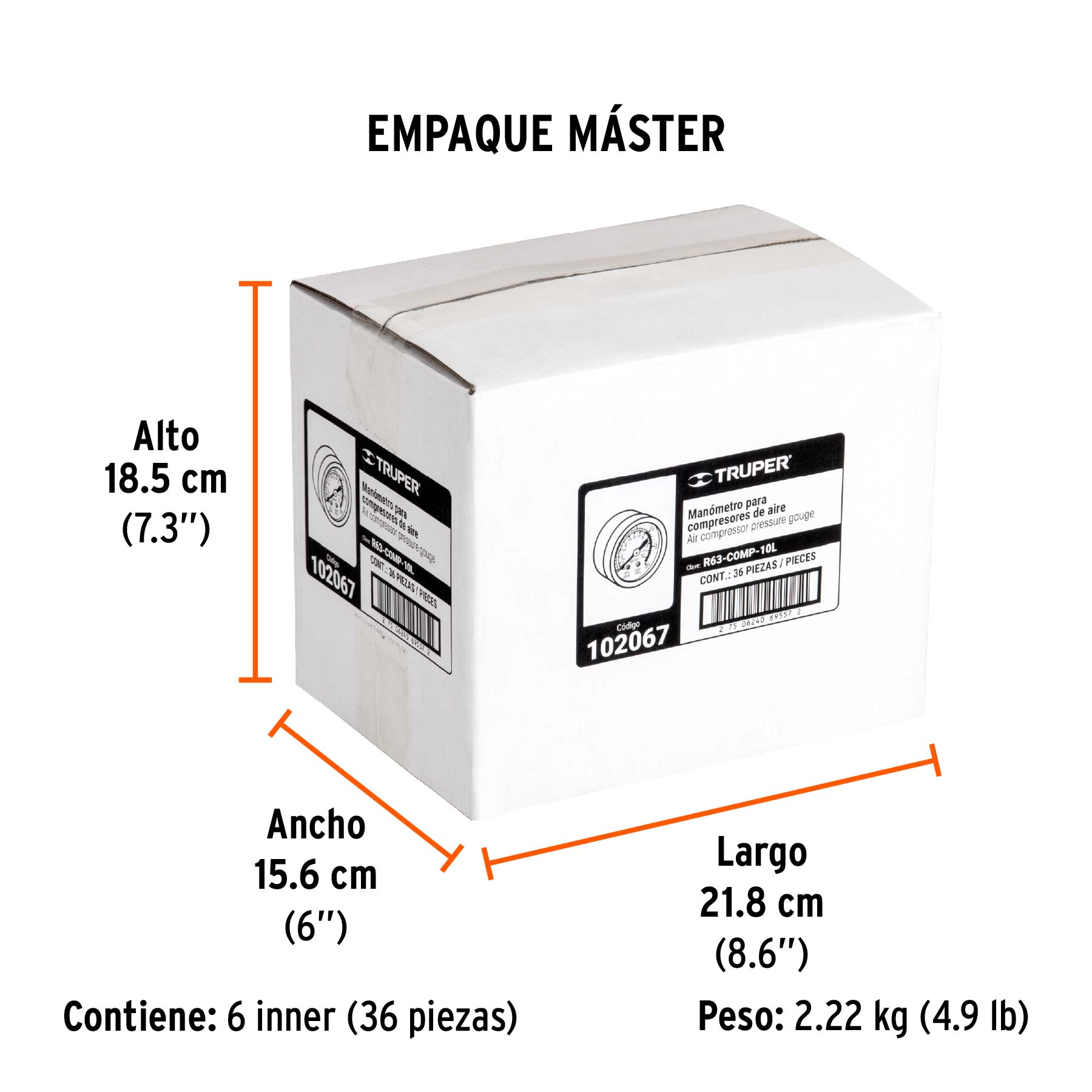 Manómetro para compresores Grupo 1, Truper