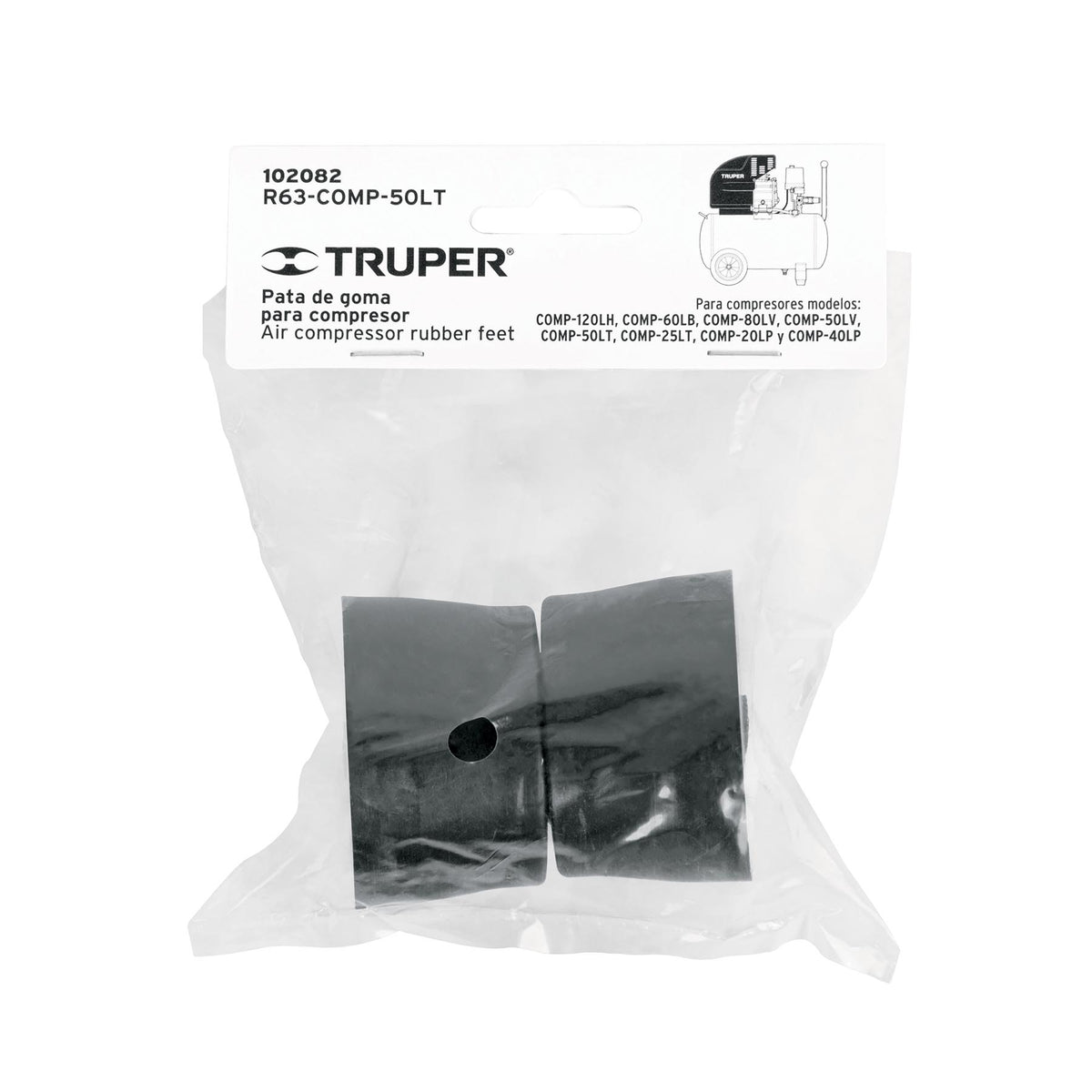 2 patas de goma para compresores Grupo 6, Truper