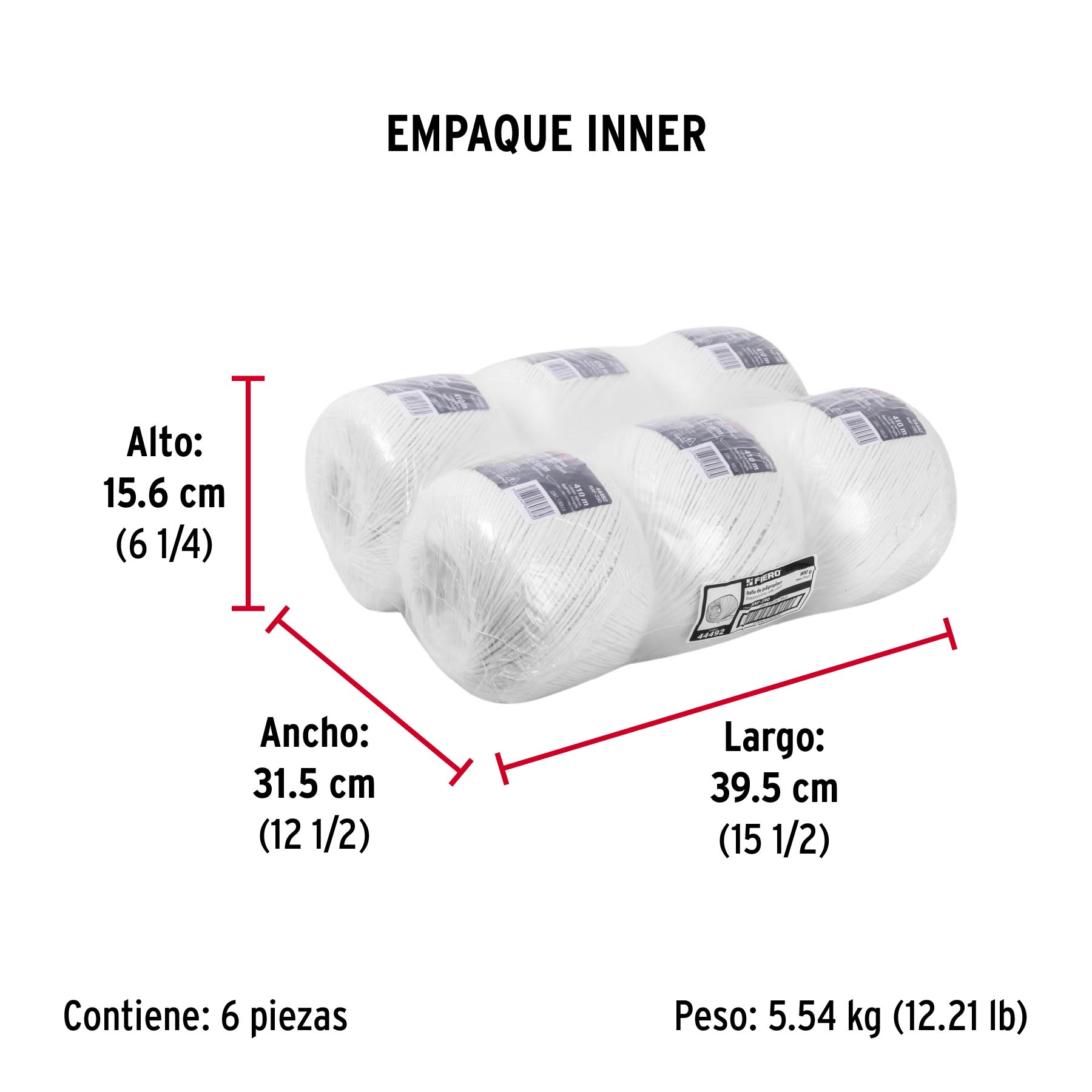 Rafia color blanco, calibre 2.2 g/m, 900 g