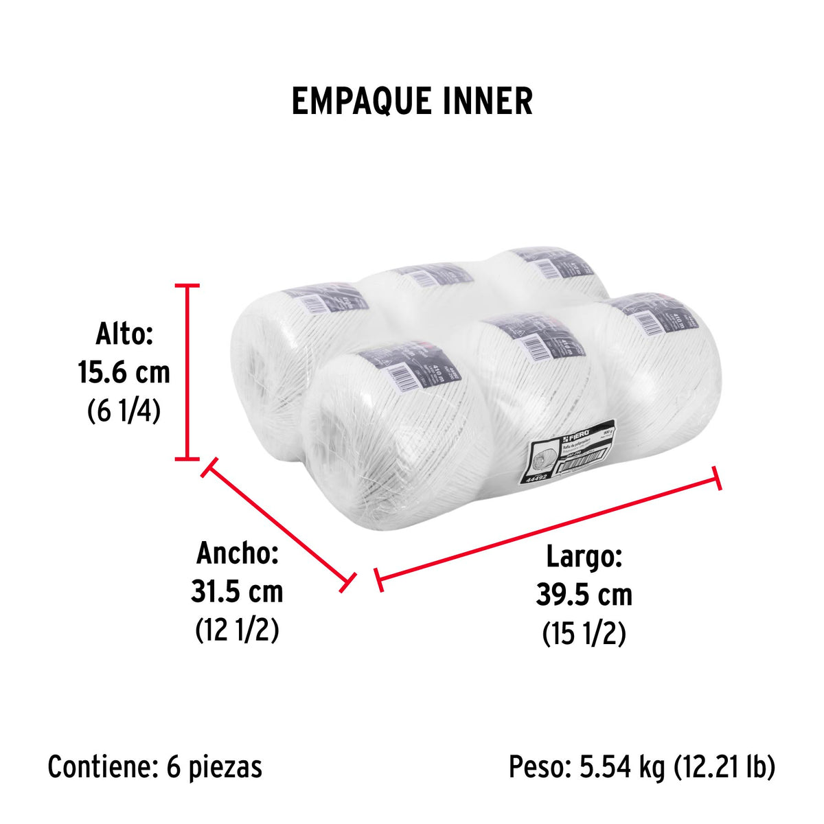 Rafia color blanco, calibre 2.2 g/m, 900 g