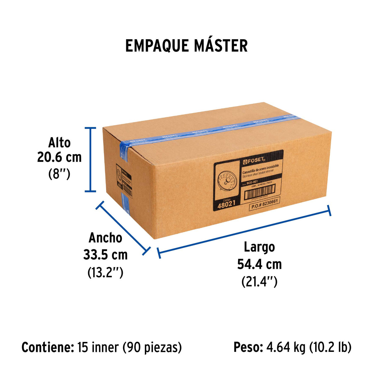 Canastilla de acero inoxidable para contracanastas de 3-1/2'