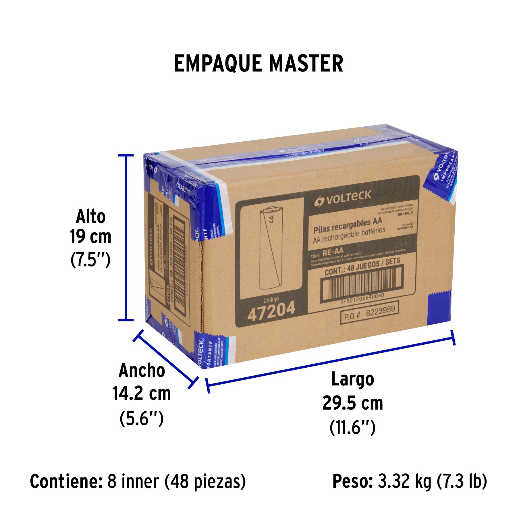 Pilas recargables, larga duración, AA, 2,500 mAh, 2 piezas