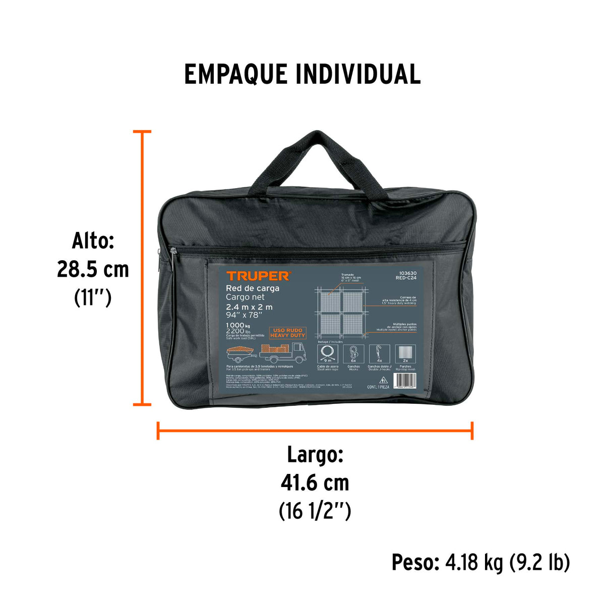Red de carga 2.44 m x 2.05 m para camioneta, 3.5 Ton,Truper