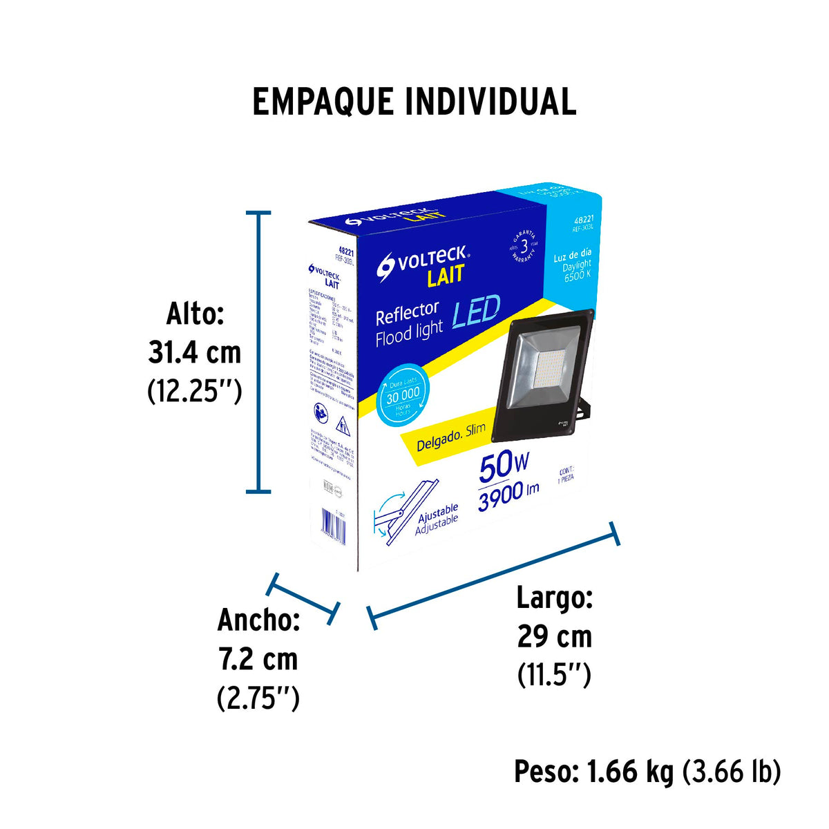 Reflector delgado de LED, 50 W
