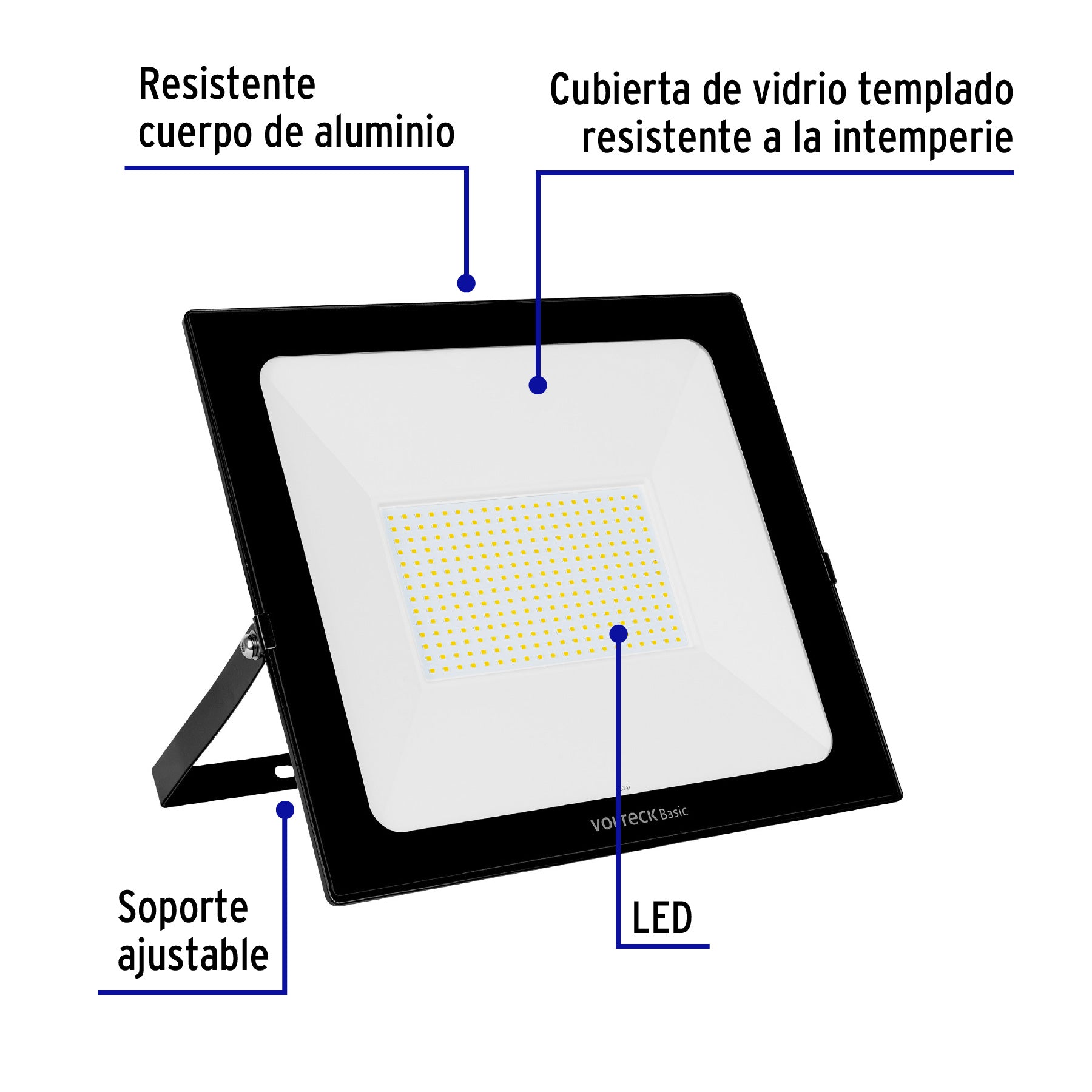 Reflector ultra delgado LED, 200W, luz cálida,Volteck Basic