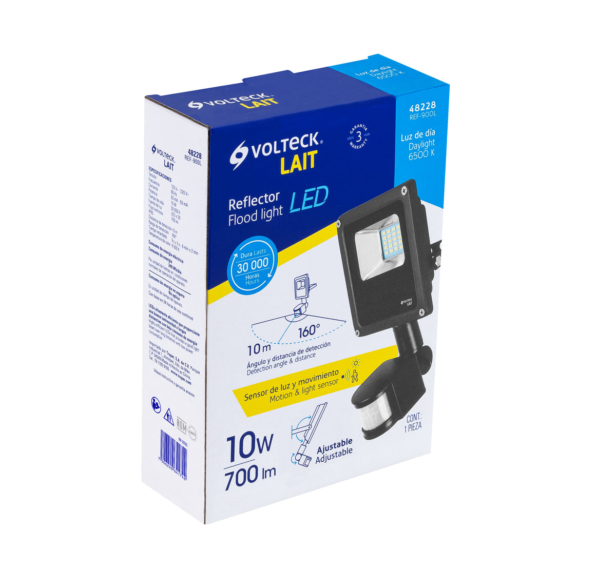 Reflector de LED, 10 W con sensor de movimiento