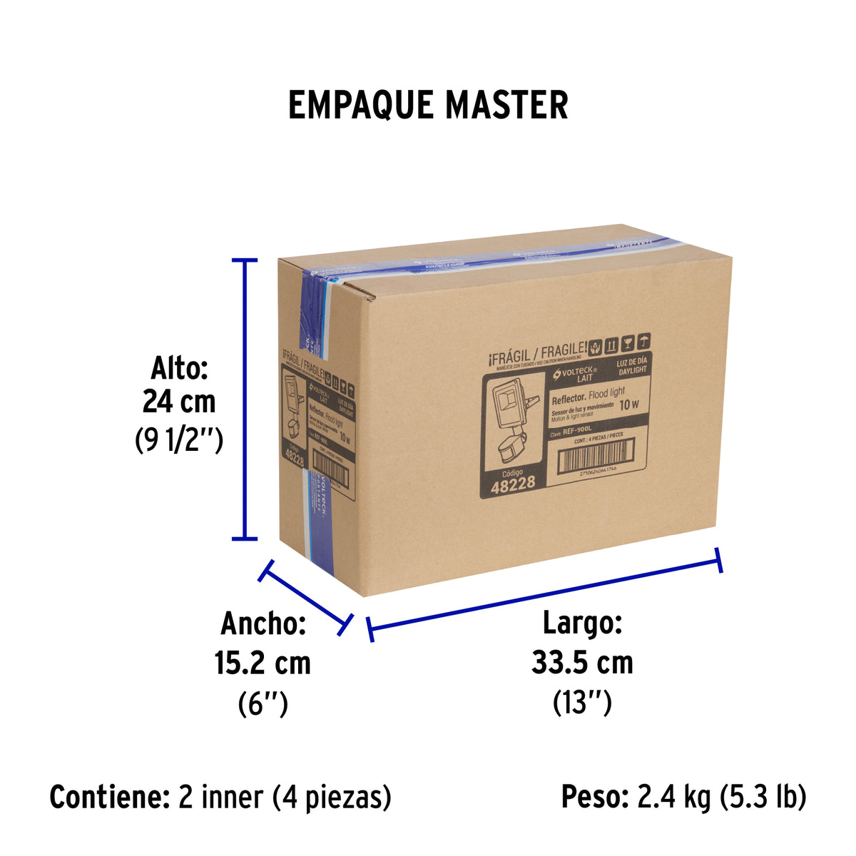 Reflector de LED, 10 W con sensor de movimiento
