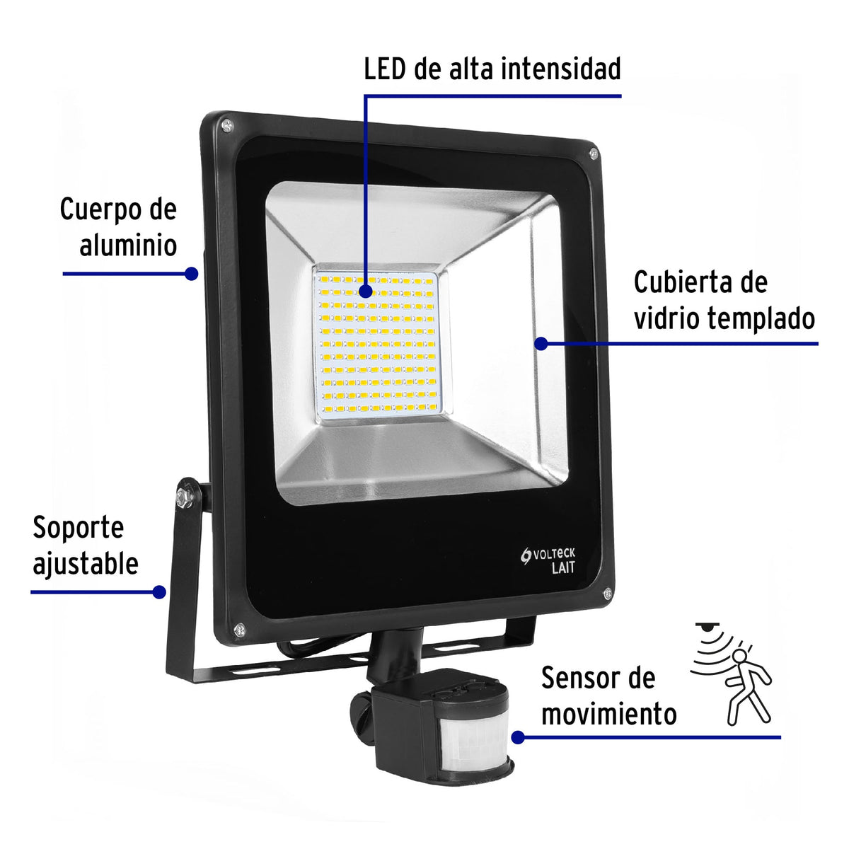 Reflector de LED alta potencia con sensor de movimiento 50 W