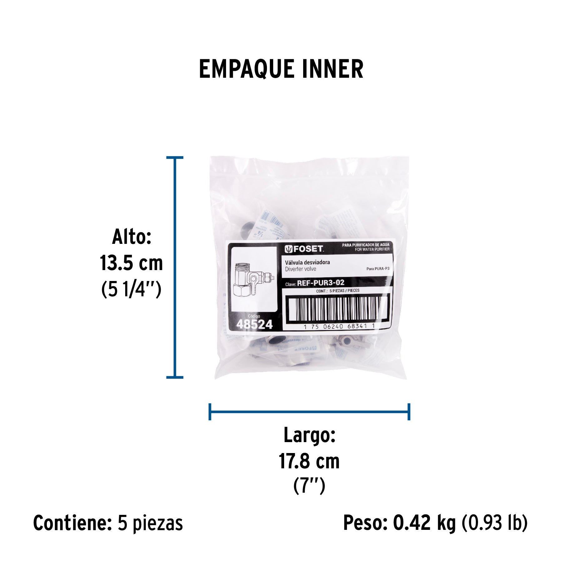 Válvula de alimentación 1/2' x 1/4' para filtro de agua