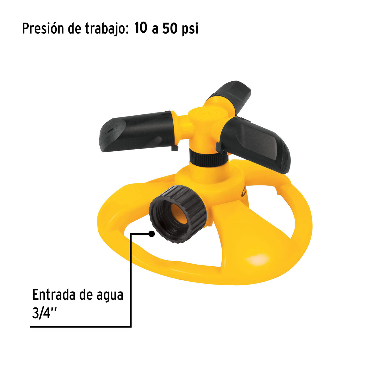 Regadera giratoria con 3 brazos, chorro fino, pretul