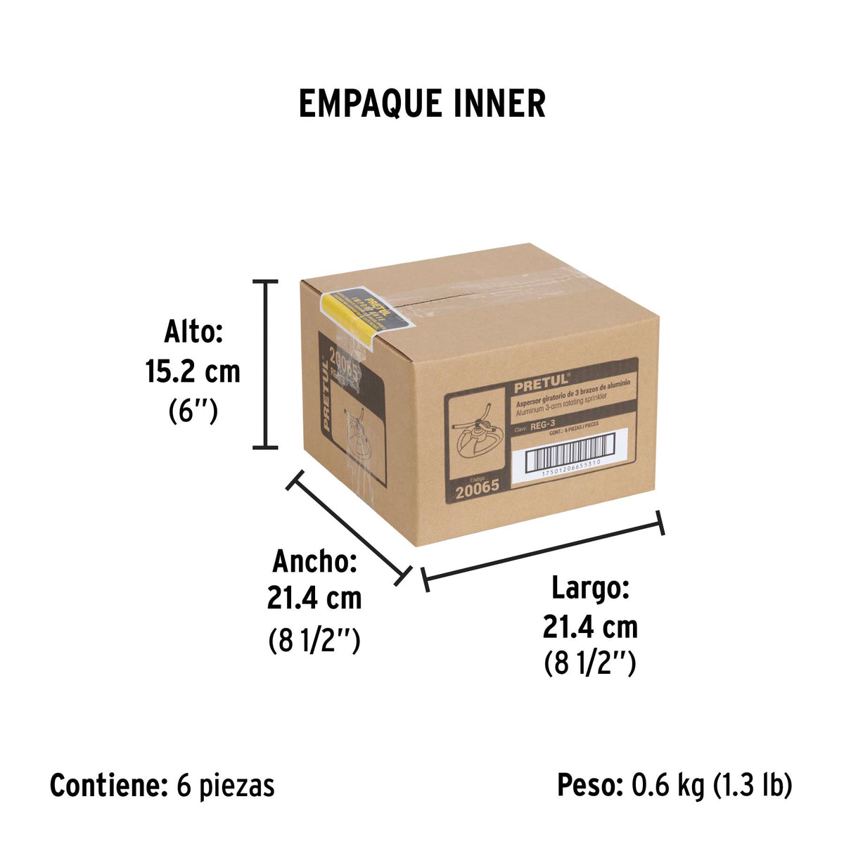 Regadera giratoria con 3 brazos, pretul