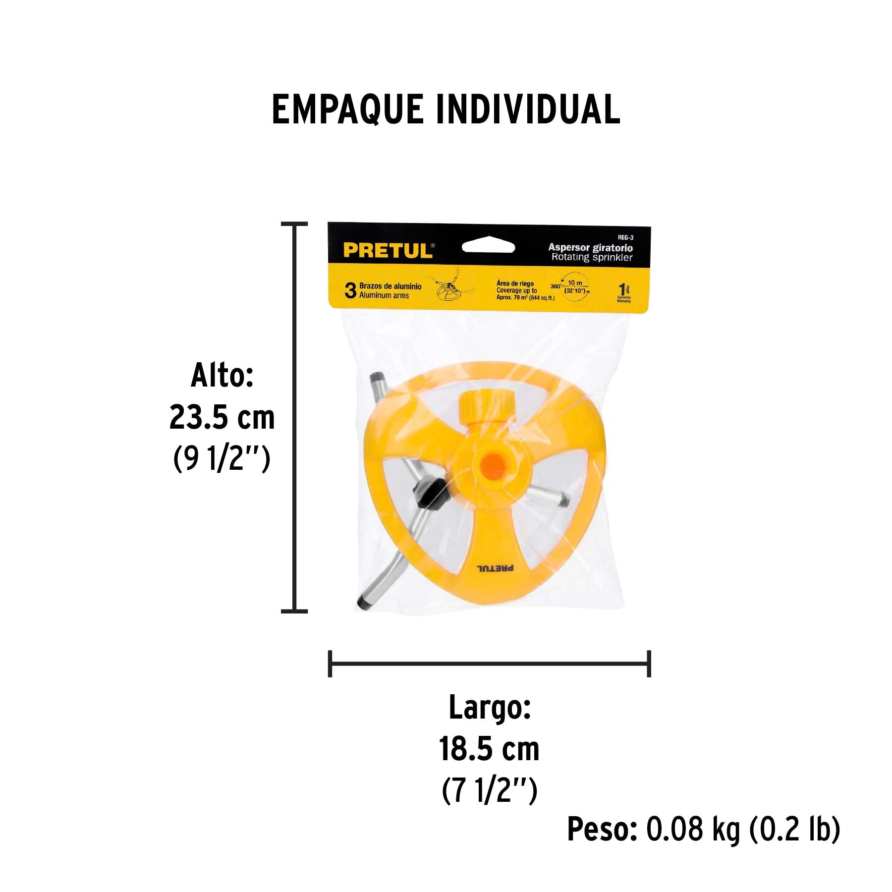 Regadera giratoria con 3 brazos, pretul