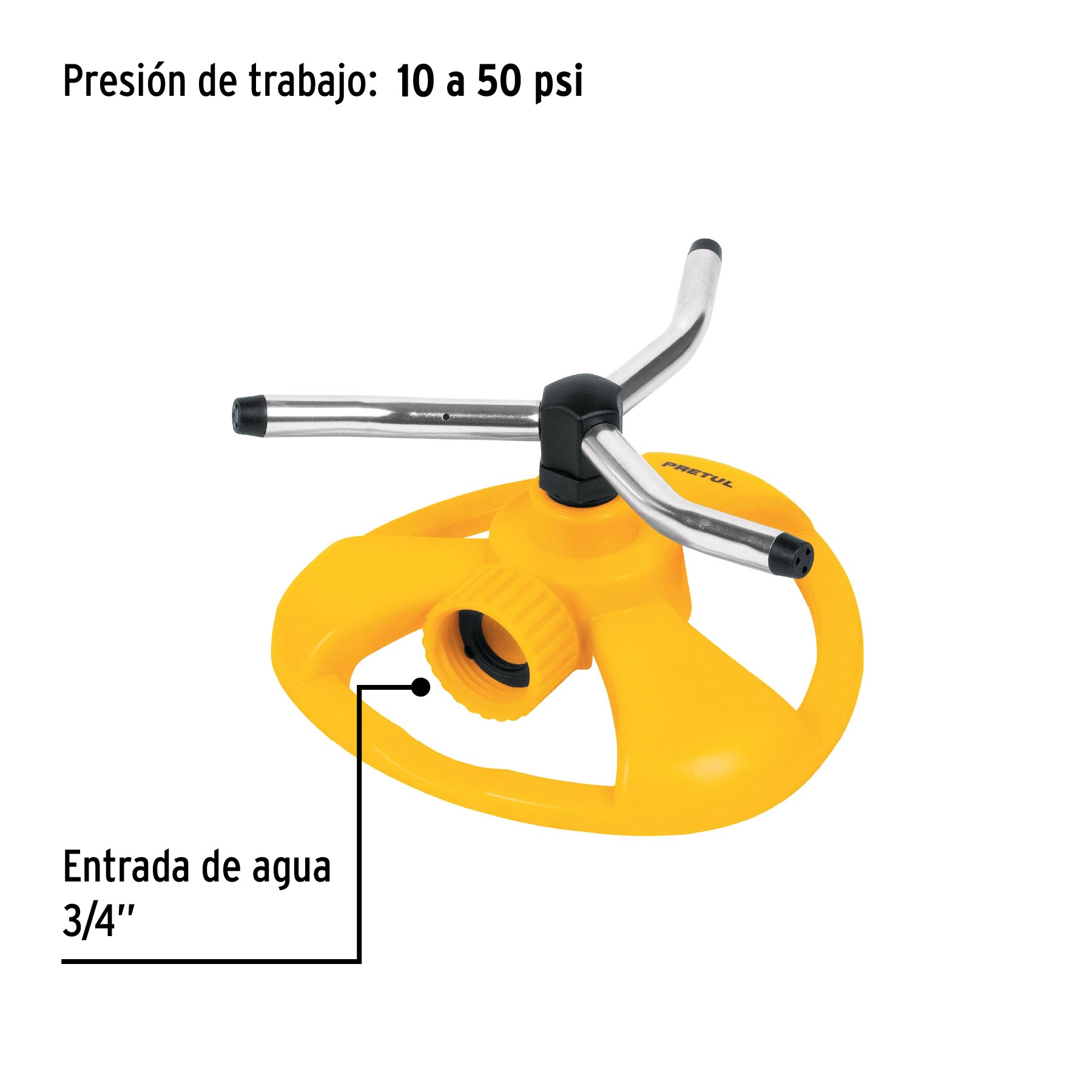Regadera giratoria con 3 brazos, pretul