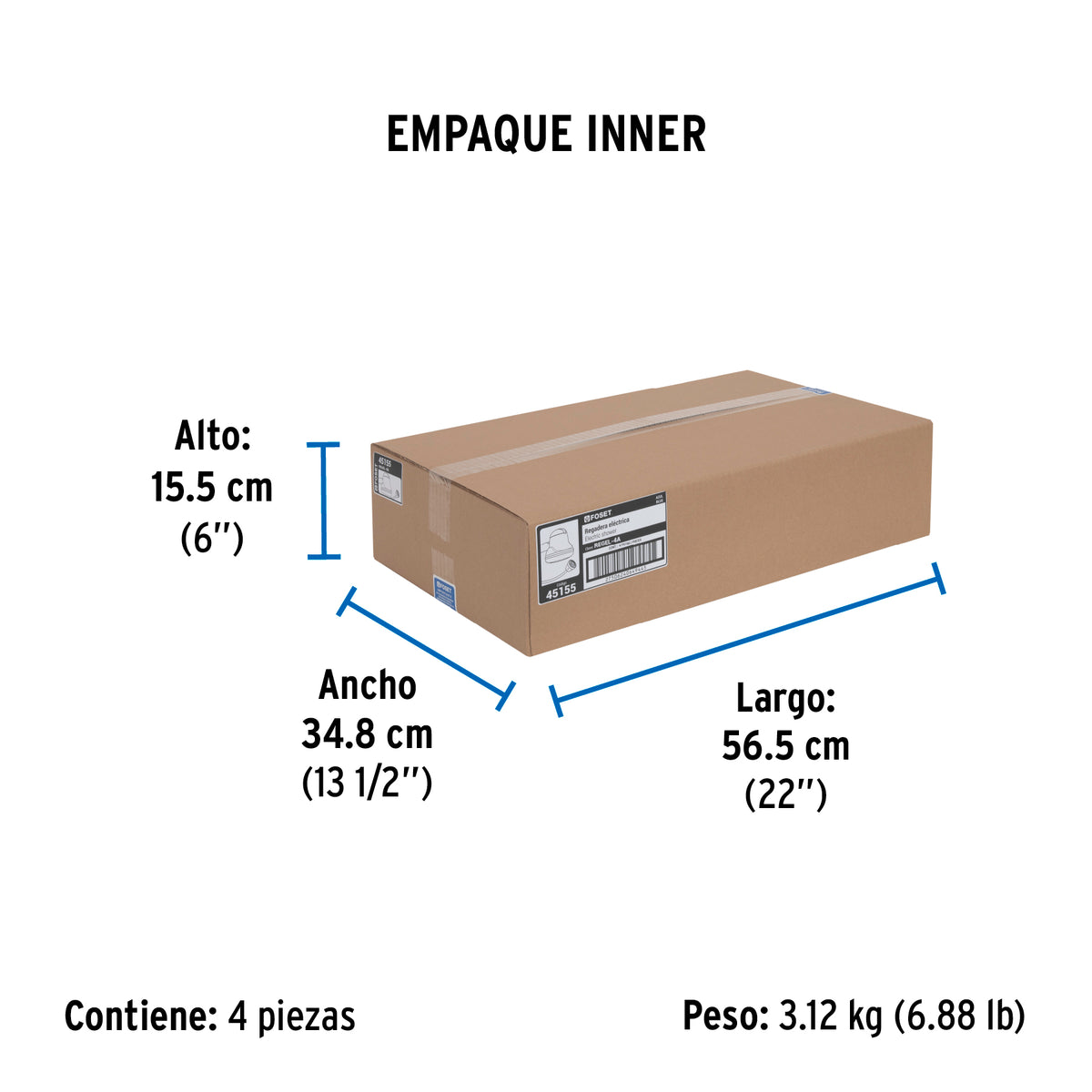 Regadera eléctrica, 4 temperaturas, azul