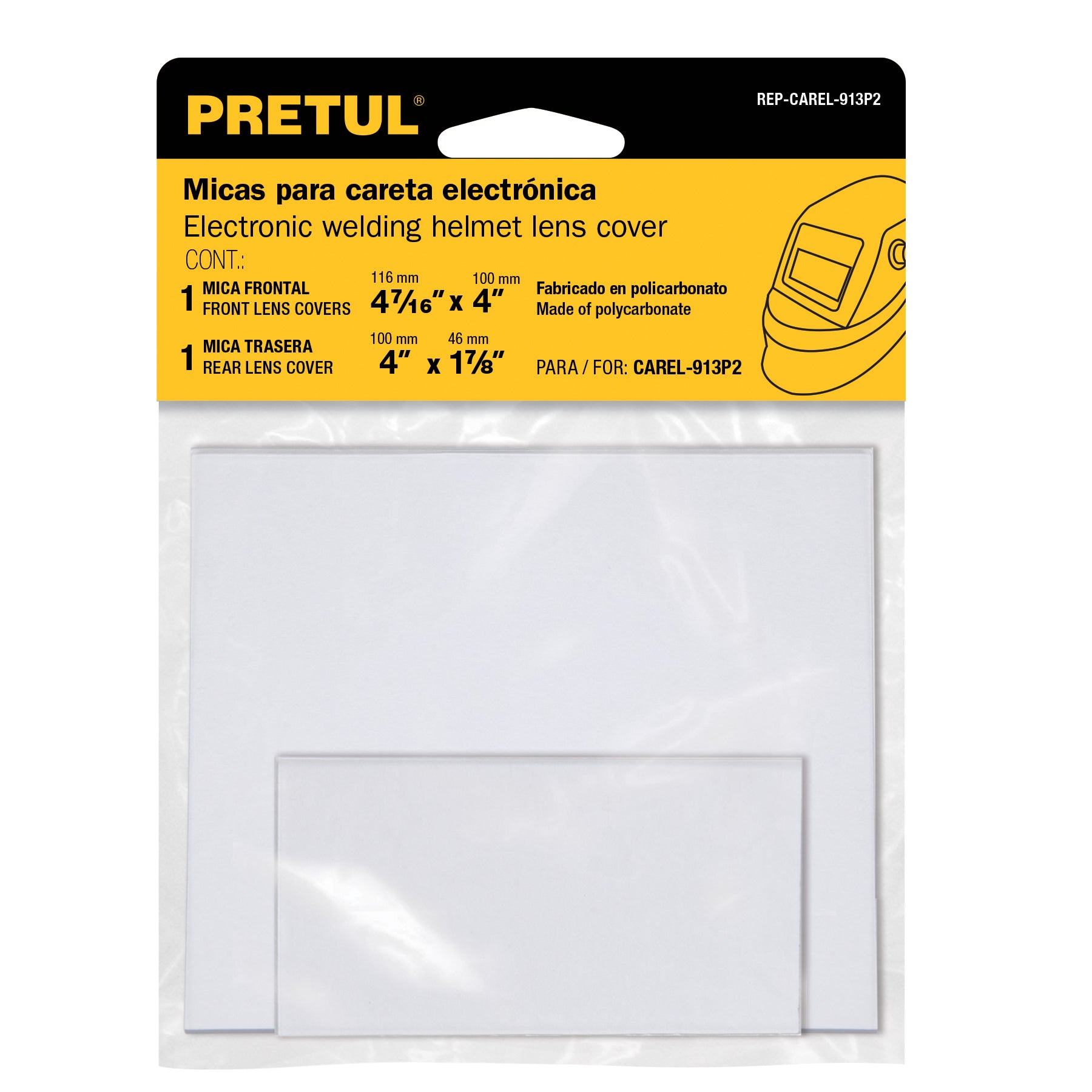 Repuesto de micas para caretas electrónicas CAREL-913P2